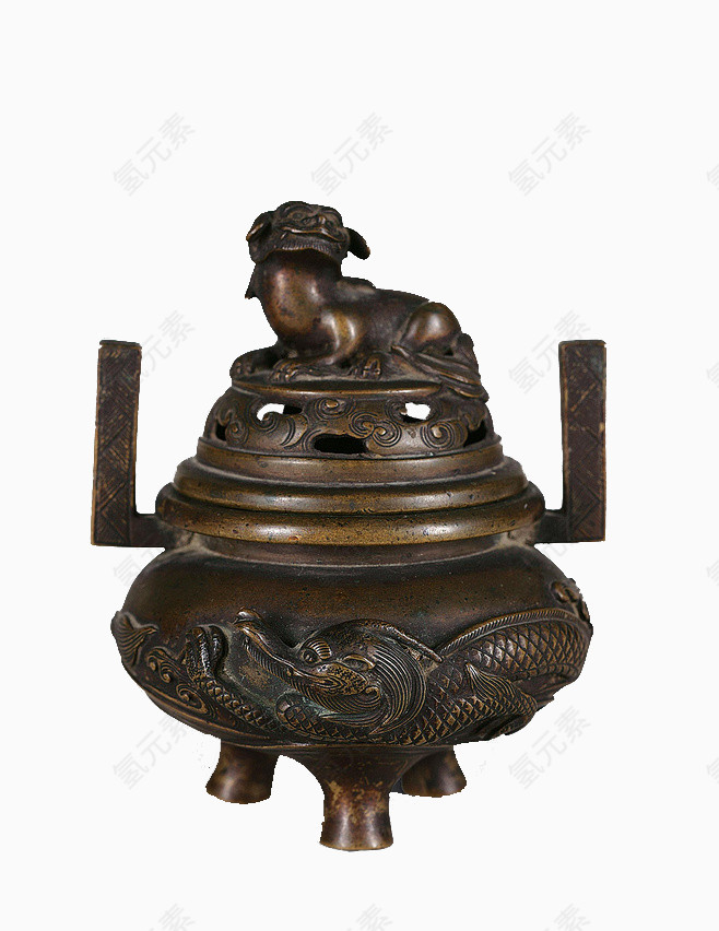 清中期铜龙纽香熏