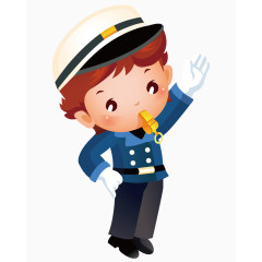 吹哨的交通警员