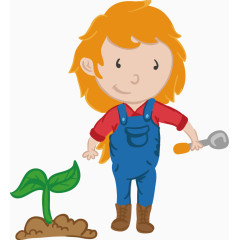 儿童种植劳动卡通矢量素材