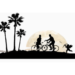 矢量情侣骑自行车图