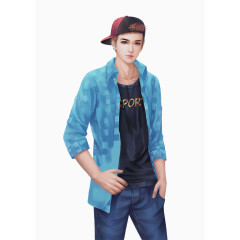 运动衣蓝色帽子男子