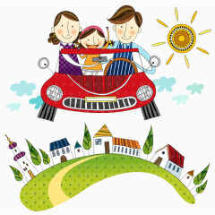 一家人开车旅行