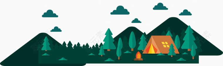 矢量手绘扁平化森林