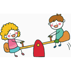 卡通矢量跷跷板