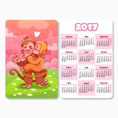 矢量2017动物日历