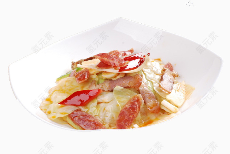 莲花白炒腊味