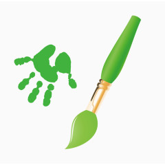 矢量 绿色油画笔