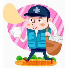 卡通邮政快递工作人员