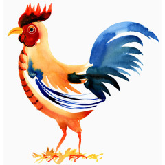 手绘彩色大公鸡
