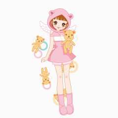 抱小熊玩具的女孩