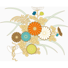 矢量浮世绘风格花卉