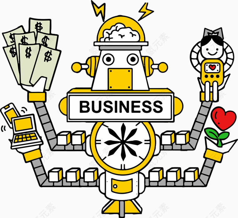 机器人生产线矢量图