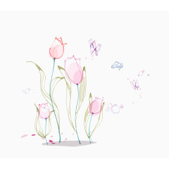 手绘淡雅粉色玫瑰