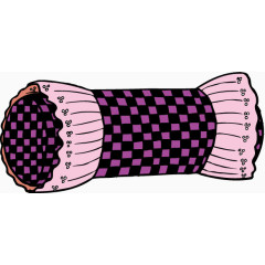 卡通紫色格子圆形枕头矢量