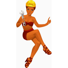 矢量手绘性感女工人