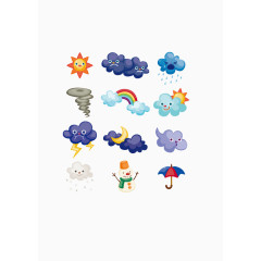 童趣卡通天气图标矢量素材图片