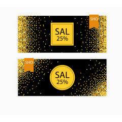 矢量手绘金色代金券