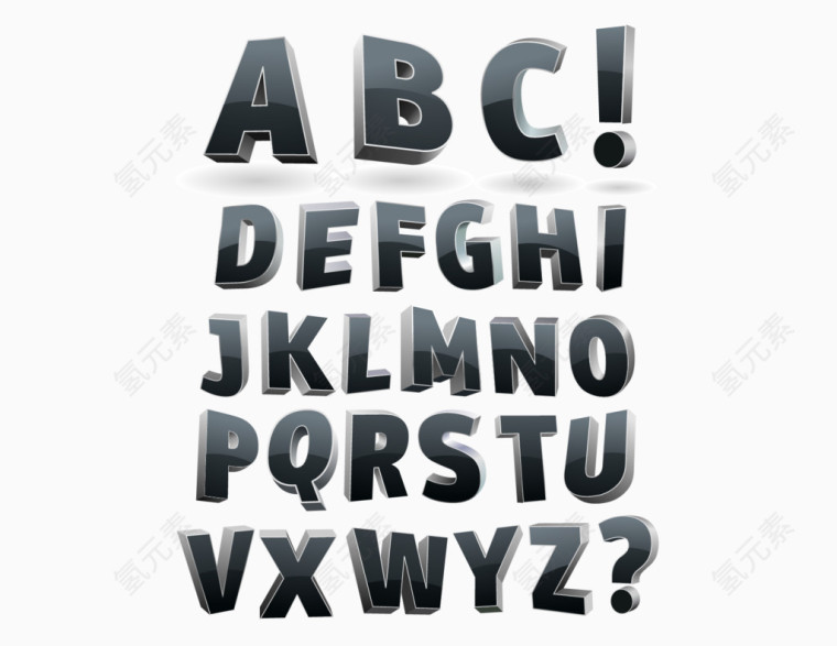 黑色立体字母设计矢量素材