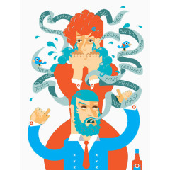 家庭暴力创意插画