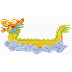 黄色剪纸龙舟