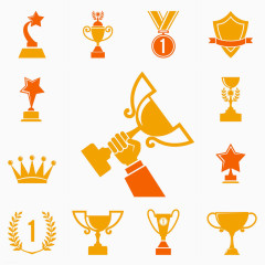 黄色简易的冠军标志