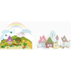 卡通建筑房屋设计矢量素材