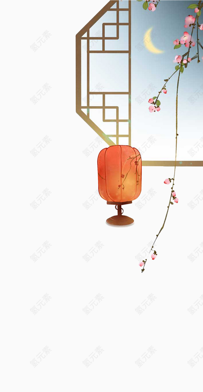 手绘窗棂花朵