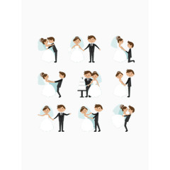 卡通人物结婚矢量图