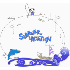 浪花海豚背景PNG矢量元素