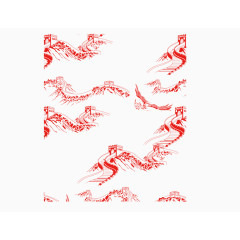 长城手绘剪纸线条多款