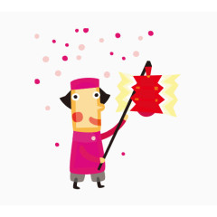 矢量卡通小人放鞭炮