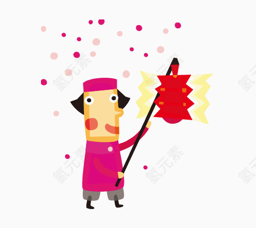 矢量卡通小人放鞭炮