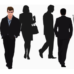 矢量手绘黑衣男子