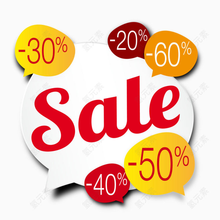 6款折扣气泡标签背景矢量素材