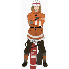 卡通手绘消防官兵