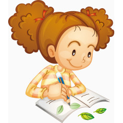 女孩写字课程素材