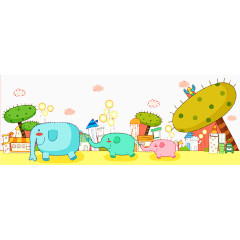 手绘动物世界大象