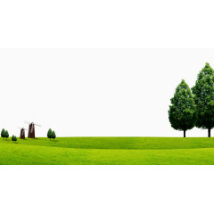 松树草地风车背景素材