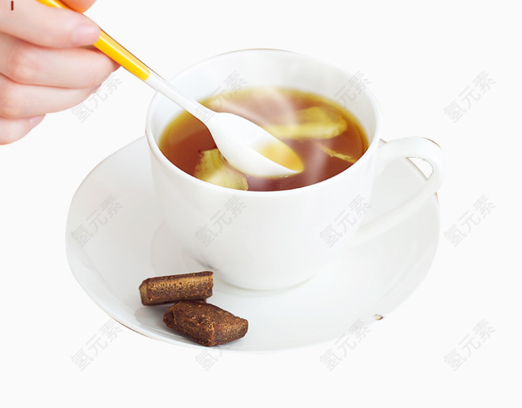姜片红糖茶素材