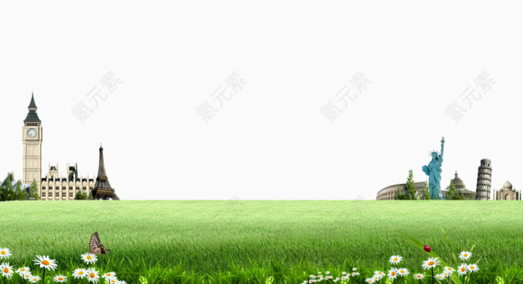 草地建筑免抠素材
