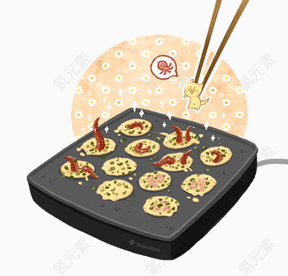 卡通章鱼小丸子