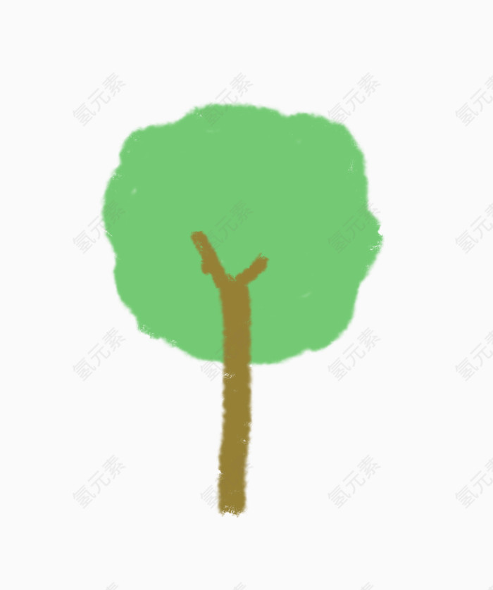 手绘童趣绿树