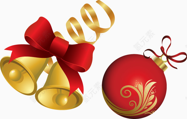 红色圆球铃铛丝带图案