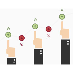 手指点击向上趋势折线图