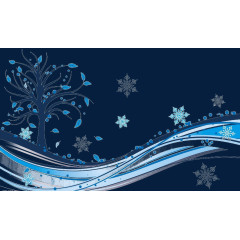 蓝色线条雪花背景