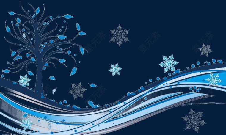 蓝色线条雪花背景