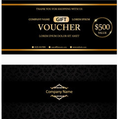 矢量黑色大气优惠劵设计素材