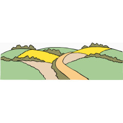 山间小路风景插画矢量