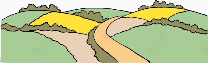 山间小路风景插画矢量