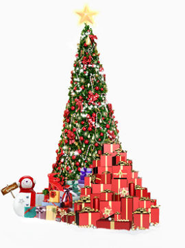 挂满礼物的圣诞树